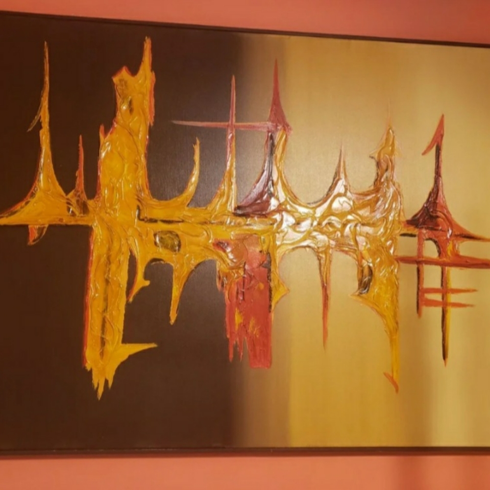 Large Modern Abstract Oil on Canvas "Sound Wave" by Carlo of Hollywood